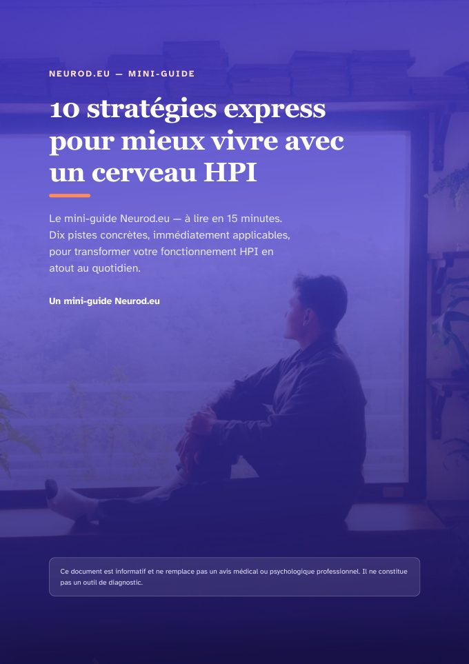 Couverture du mini-guide « 10 stratégies express pour mieux vivre avec un cerveau HPI »