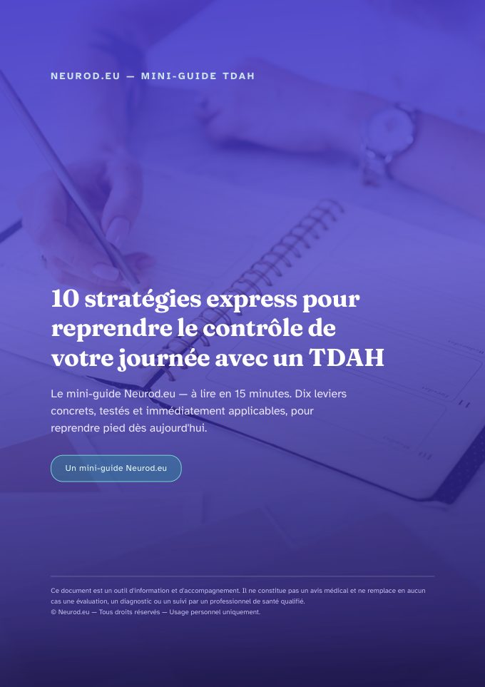 Couverture du mini-guide « 10 stratégies express pour reprendre le contrôle avec un TDAH »
